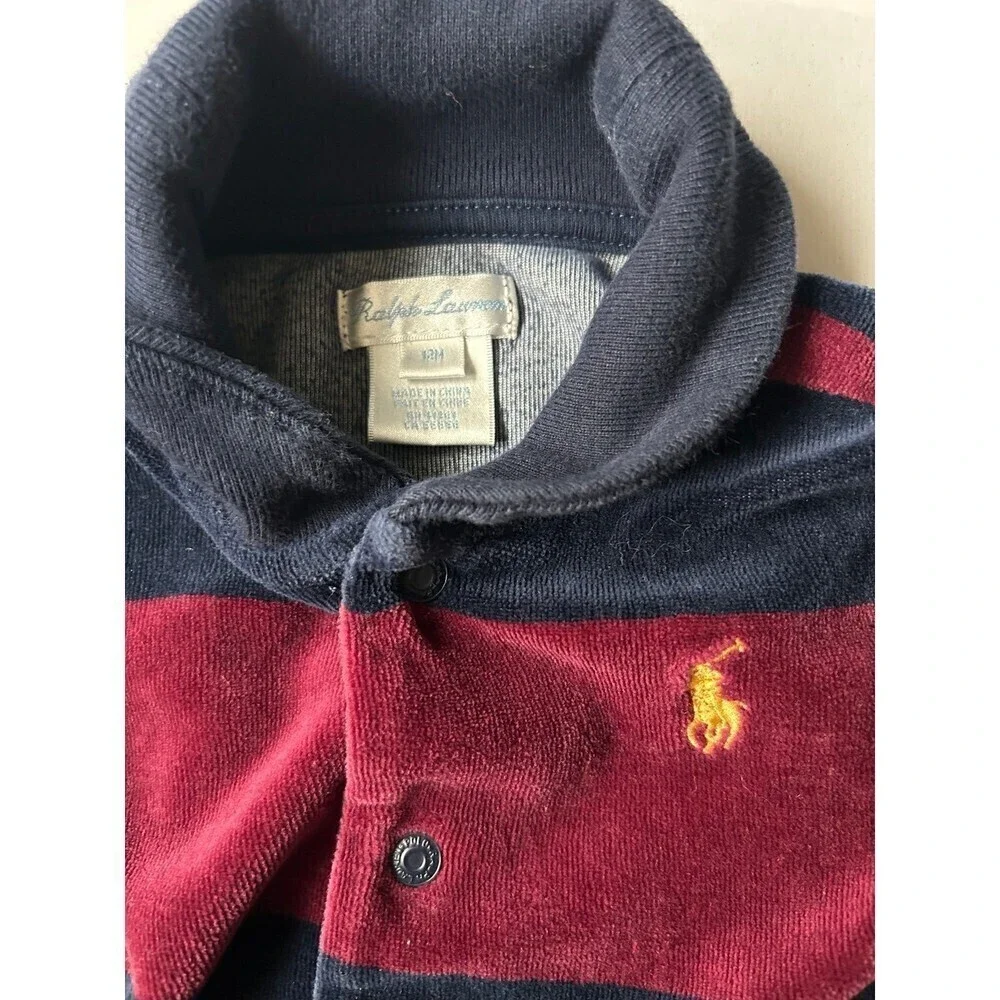 Ralph Lauren Baby Striped Velour Jacket 12M